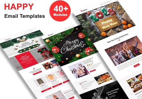 Happy - Responsive Christmas & New Year Email Templates with Stampready Builder Access